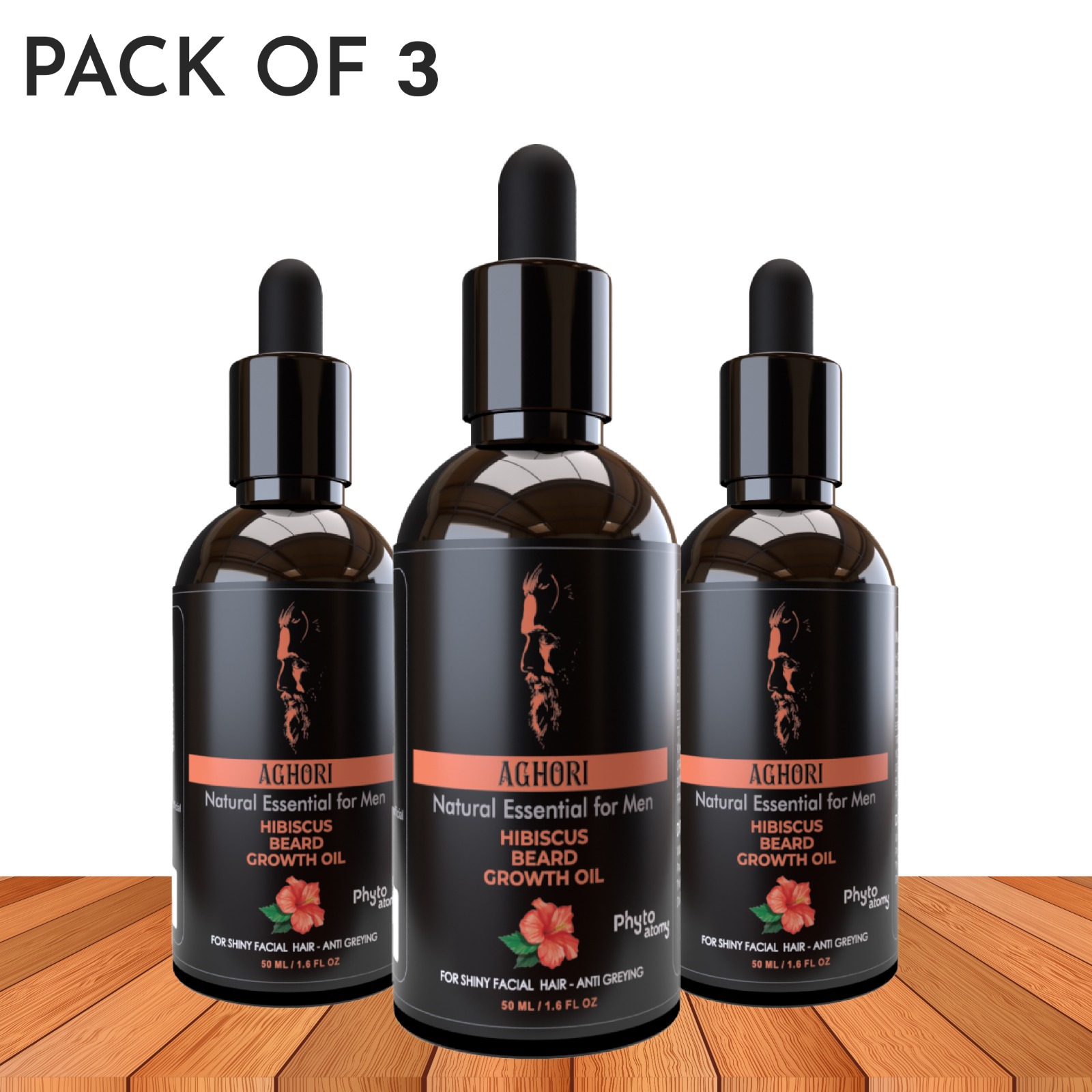 Aghori Hibiscus Beard Growth Oil (50 ml) Pack Of 3